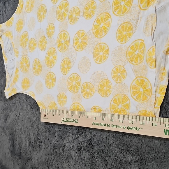 Apt.9 Women’s Lemon Print Sleevess Tank Top Yellow White Stretch Shirt Size XS - Picture 5 of 5